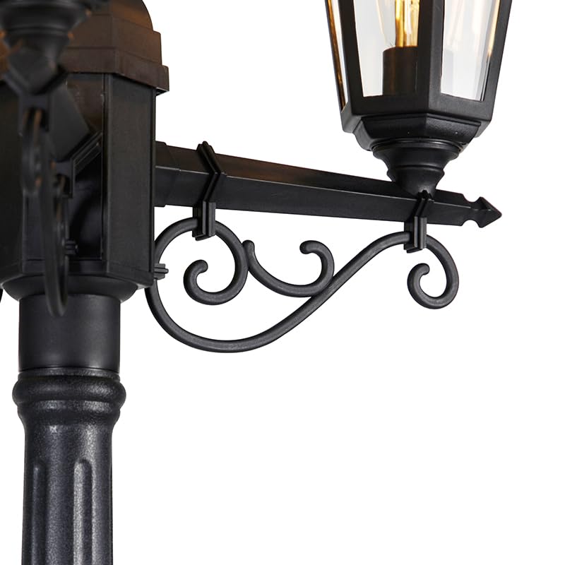 Farol clásico negro de 3 luces New Haven para iluminar y decorar tu jardín exterior 3