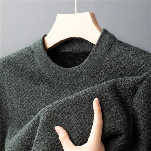 Autumn Winter Round Neck Knitted Sweater Male Thick Warm Solid Color Jacquard Knit O-Neck Pullover4