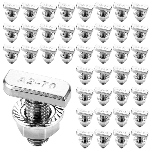 LDXDRU Lot de 48 vis à tête marteau M10 x 25 avec écrous à dents de blocage en acier inoxydable A2-70 Écrous à bride en T M10 pour rail de montage solaire PV, serre et photovoltaïque