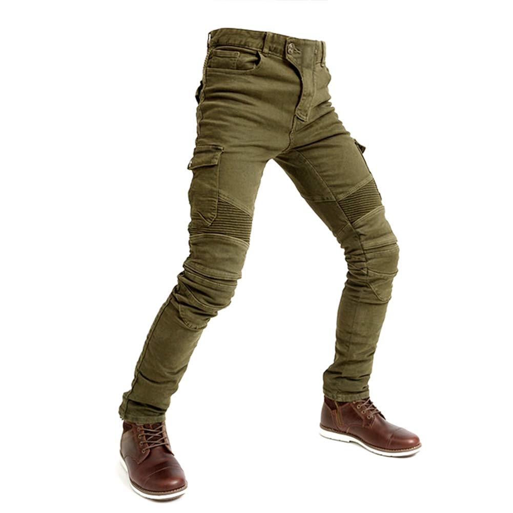 Hombres Pantalones De Motociclismo Moto Jeans con Equipo de protección Pantalones de Motocicleta de Carreras de Motocicleta Verde Militar