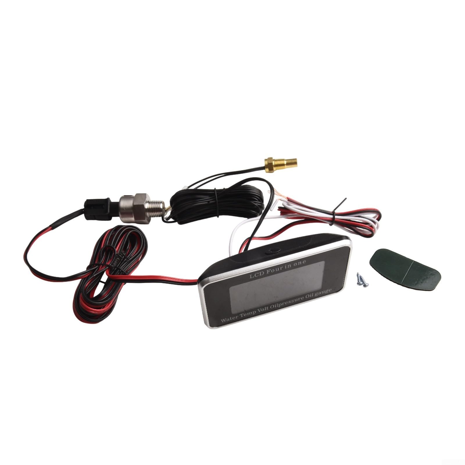 Manometro digitale LCD 4 in 1 per auto con misuratore di pressione dell'olio, visualizzazione della temperatura dell'acqua, indicatore del livello del carburante e voltmetro, ampia gamma 9-39 V