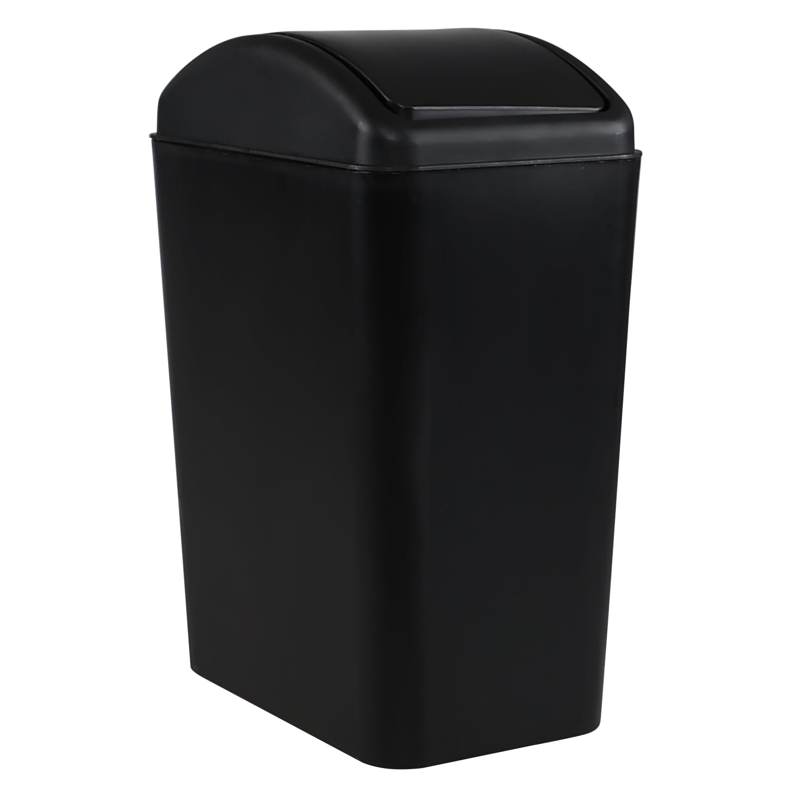 Oymlclivisa 4.5 Gallon Plastic Swing Top Trash Can, Slim Swing Lid Trash Bin, Black
