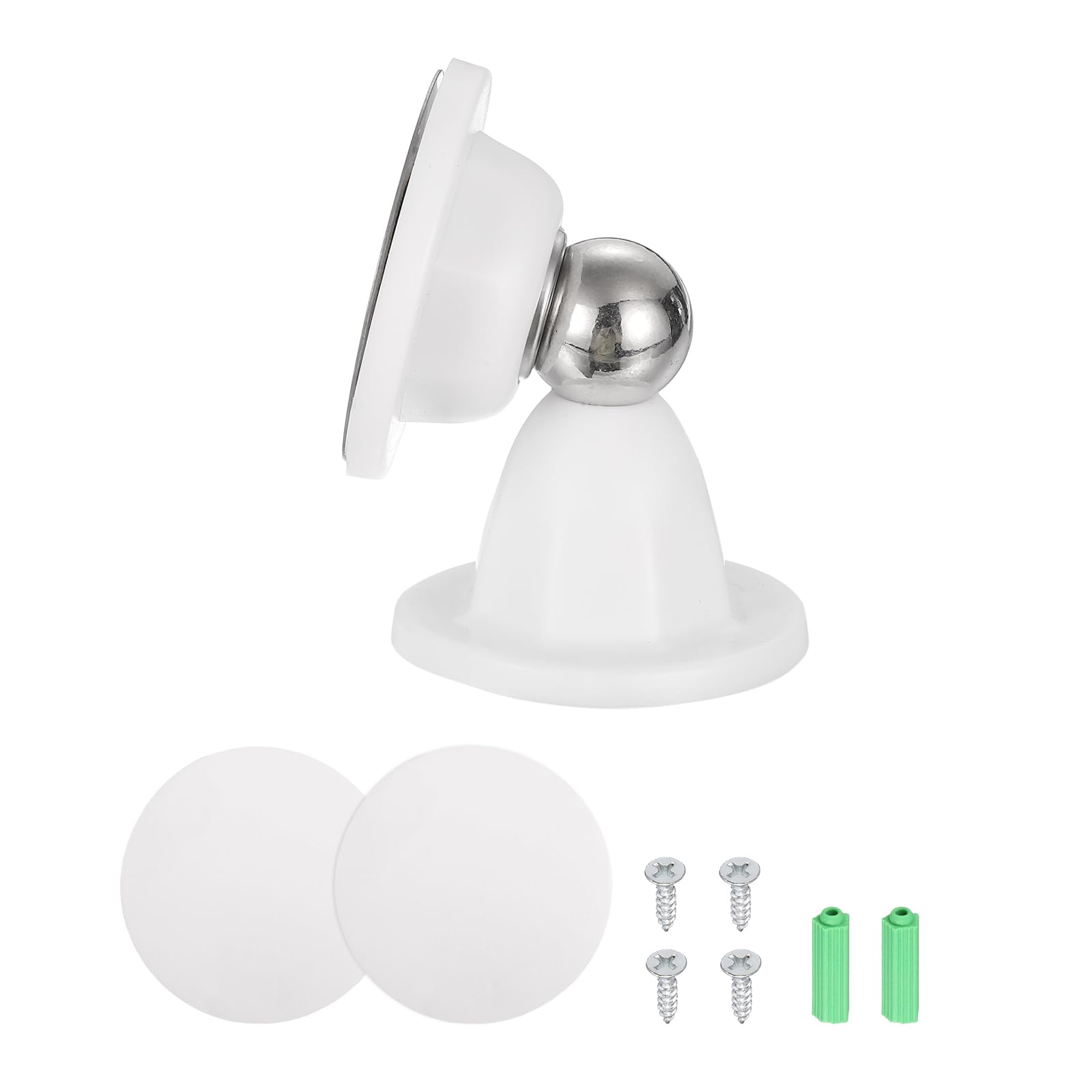 sourcing map Magnetic Door Stopper, RV Floor Mount Bottom of Door Catch Holder, Adhesive Wall Protector with Screws for Living Room, Bedroom, Travel Trailer (3", White)