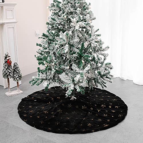 Jupe de sapin de Noël dorée en tissu épais pour une décoration de fête élégante - 3