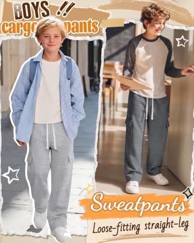 Hyggeweir 4 Pack Boys Cargo Sweatpants for 5-16Y, 4-Color Set, 5-6 Years - 2