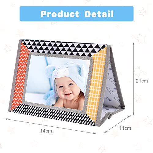 Aolso Baby Mirror Toys For Tummy Time,Baby Mirror Toys With Soft Crinkle 3D Activity Book,Teethers, Tummy Time Book Black And White High Contrast Baby Toys For Early Newborn/Infant Development(Lions) #TOP1