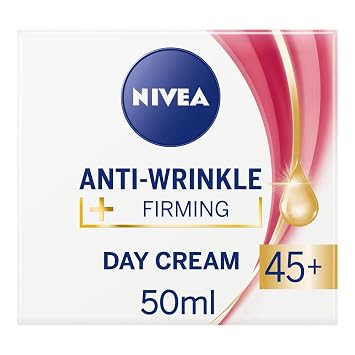 NIVEA Anti Wrinkle & Firming Day Cream 45+ Moisturizing & Firming with Apricot Kernel Oil, Shea Butter and Vitamin E 50 ml