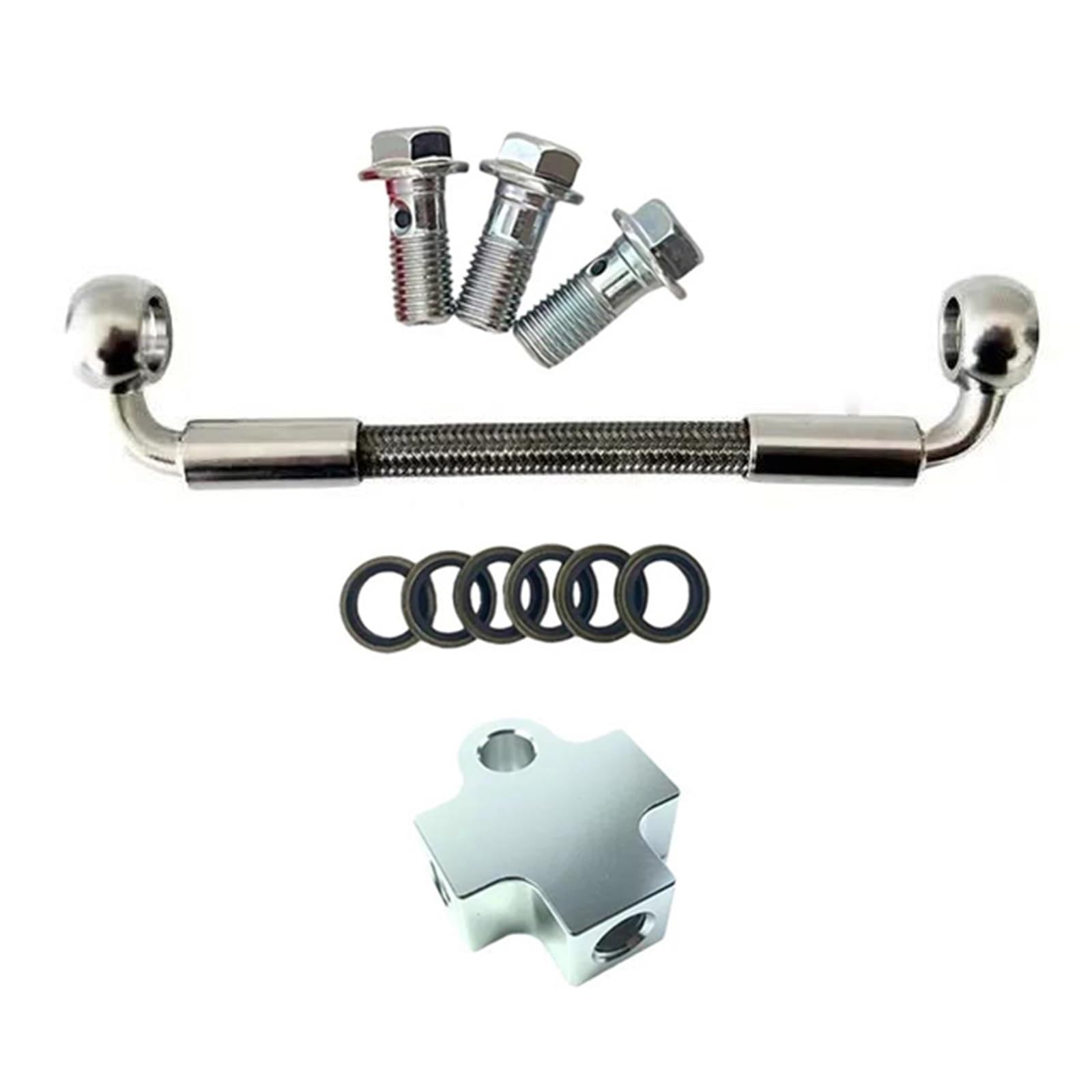Hydraulic Brake Hose Motorcycle AN3 M10 90°-90° Hydraulic Brake Hose Fittings Oil Pipe 3 Way Tee Connector Adapter Accessories(300cm)