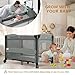 JOYMOR Baby Bedside Bassinet, Baby Bassinet, Pack n Play Convert Playpen, Quick Foldable Travel Bed with Wheels & Brake, Carry Bag for Boys Girls (Gray)