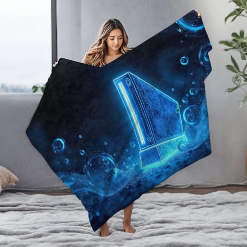 DRPZ Manta personalizada para bebé, con cristales helados que brillan con luz azul, manta de franela pequeña (127 x 100 cm)