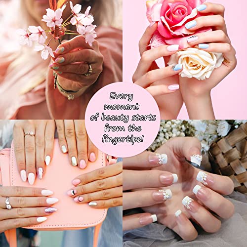 Gors Butterfly Press On Nails - Medium Square,Simple White And Rhinestones French Fake Nails Glue On Nails,Natural Full Cover Stick On Nails Acrylic False Nails Artificial Nails For Women 24Pcs/Set #TOP5