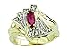 Diamond & Ruby Anillo ventilador de 14 K oro amarillo anillo