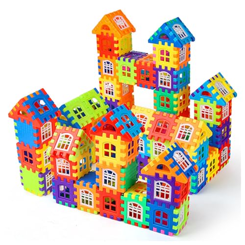 MENDUNER 3D-Haus-Big-Blocks-Bausets für Kreative Kleinkinder, Ineinandergreifendes Puzzle-Lernspielzeug für und Mädchen (240 Stück Baustein mit 76 Stück Fensterbrett)