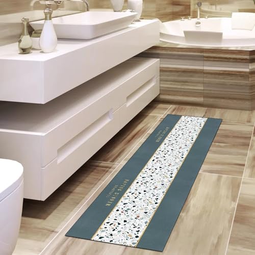 Alfombra verde para pasillo de 70x160 cm lavable moderna 4