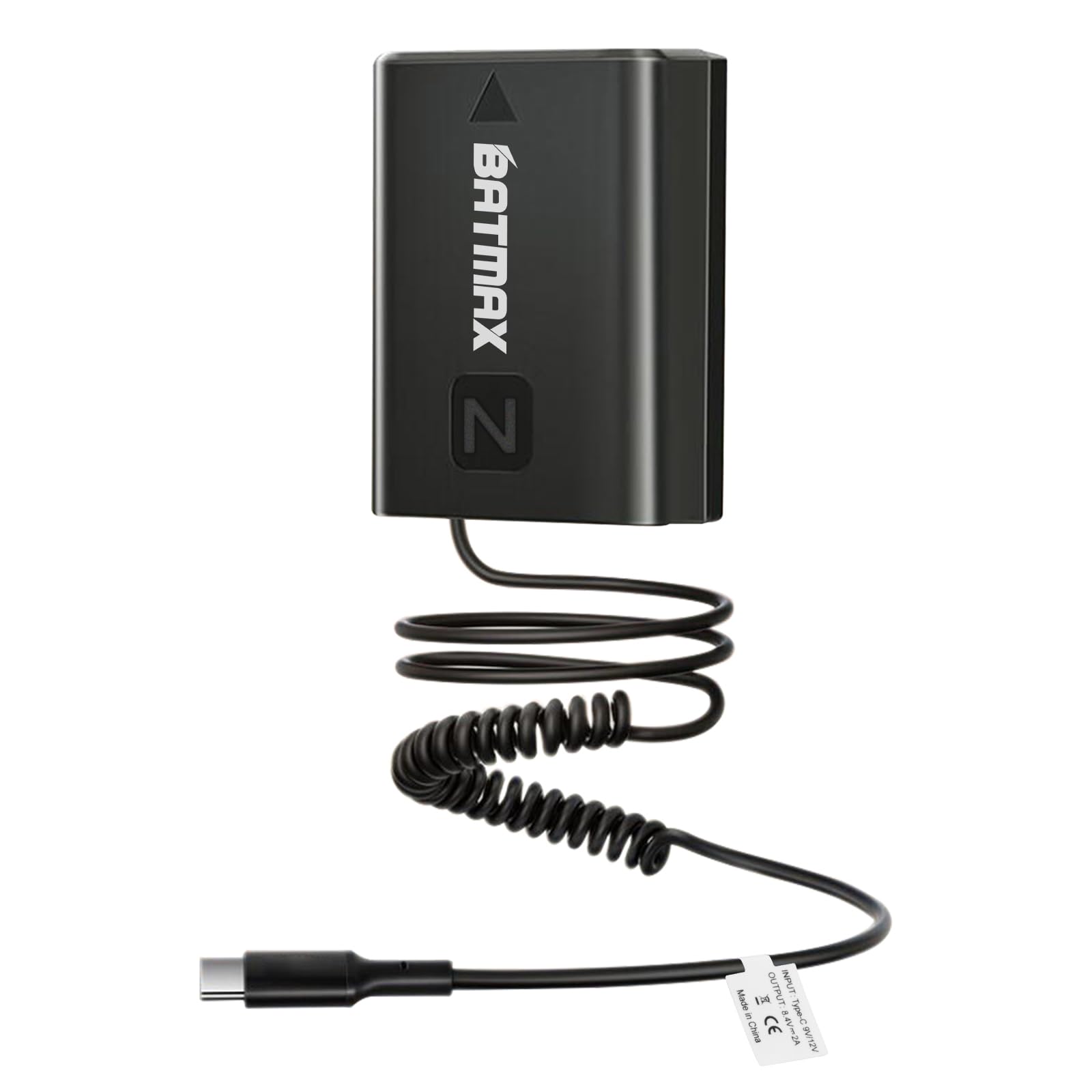 Batmax Type C NP-FZ100 A7III Dummy Battery for Sony A6600, A6700, A7 III, A7 IV, A7S III, A7R III, A7R IV, A7R V, A7C, A1, A9, A9 II, FX3, FX30, ZV-E1