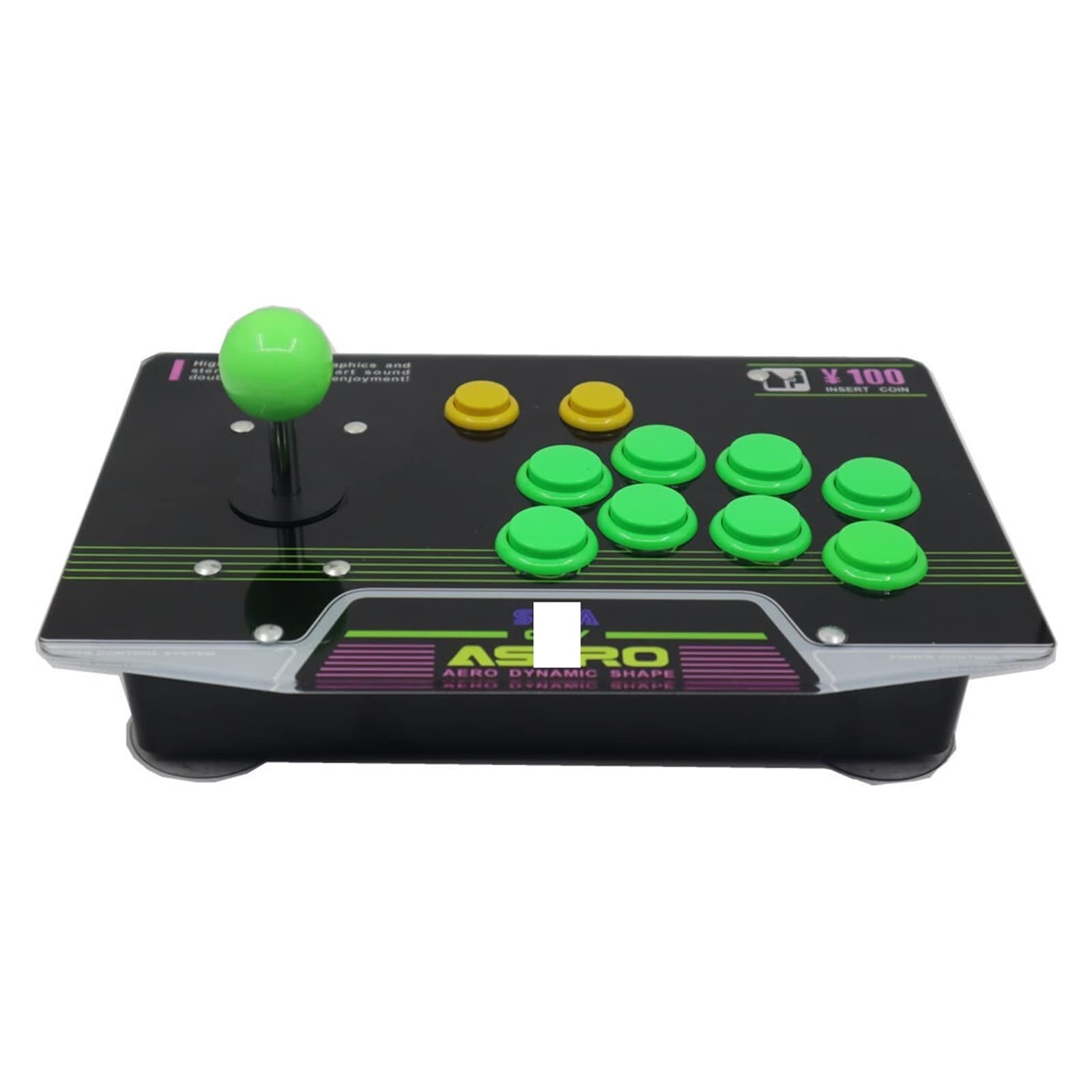 DIACCO J500S 10 Buttons Arcade Joystick USB Wired Acrylic Artwork Panel Compatible with PC