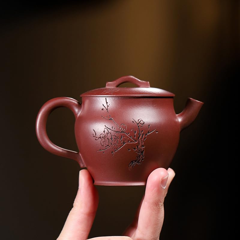 Bouilloire en Argile Violette de 120 ML, fabriquée à la Main avec de la Terre Crue, Filtre pour théière, Service à thé Zisha, théière Chinoise pour cuisinière