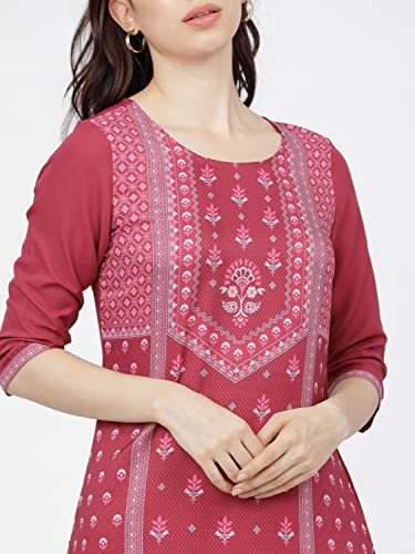 Image of KETCH Polyester Women's Regular Fit Printed Threeforth Sleeve Kurta