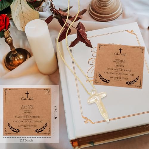 Highergo 2 Pcs Nature Pearl Cross Necklace for Women Big Chunky Pearl Cross Necklace Nature Freshwater3