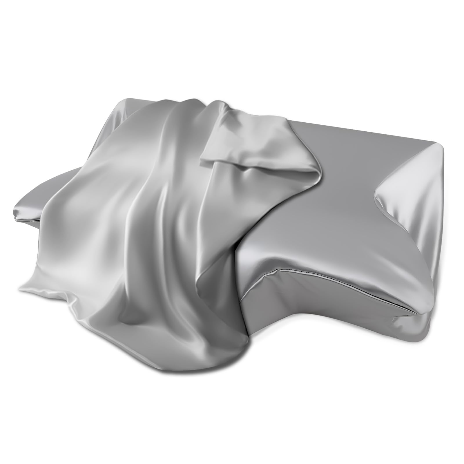 HOMCA Satynowa Poszewka na Poduszkę z Pianki Memory Foam, 60 x 40 cm, Miękki i Błyszczący Jak Jedwab, Ochrona Włosów, Pranie Maszynowe (Ciemnoszara)
