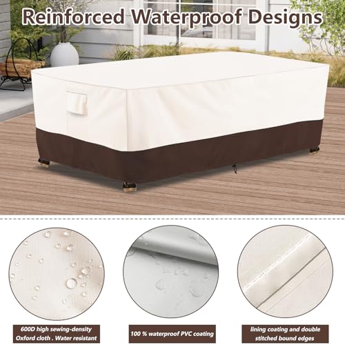 Image of Bitubi Waterproof Patio Coffee Table Cover, Rectangular Outdoor Small Side Table Cover - Fits up to 48L x 28W x 16H inches, Brown