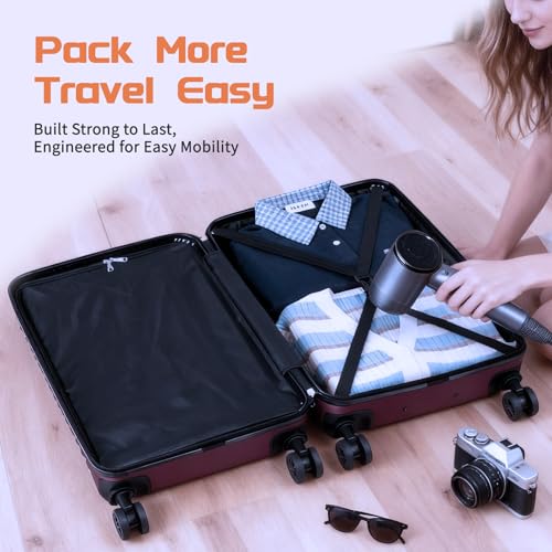 Image of Rosamo Luggage Sets 3 Piece, ABS Suitcase Set (20 /24 /28), Hardside luggage with Spinner Wheels, Travel Luggage, 14x8x9 Airline Approved Carry on, Lightweight Luggage with TSA Lock