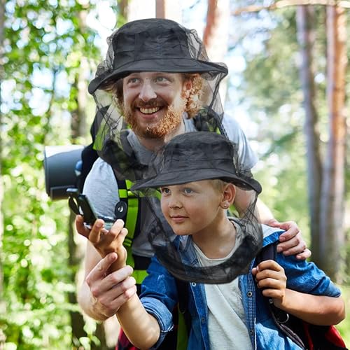 Premium Mosquito Head Net para insectos, 2 unidades, protección contra moscas y bichos, ultra grande y larga, con agujeros extrafinos para camping, senderismo, pesca, jardinería, safari, compatible con todos los sombreros para hombres y mujeres miniatura 2