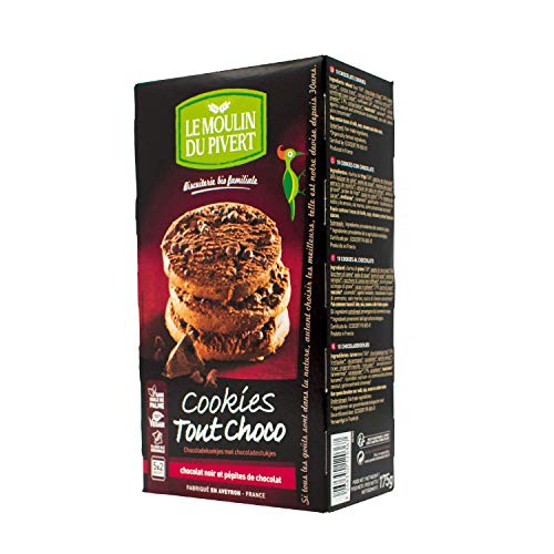 Cookies de chocolate negro y pepitas de chocolate BIO - Le Moulin du Pivert - 175g (caja de 12 uds) Total: 2100 g