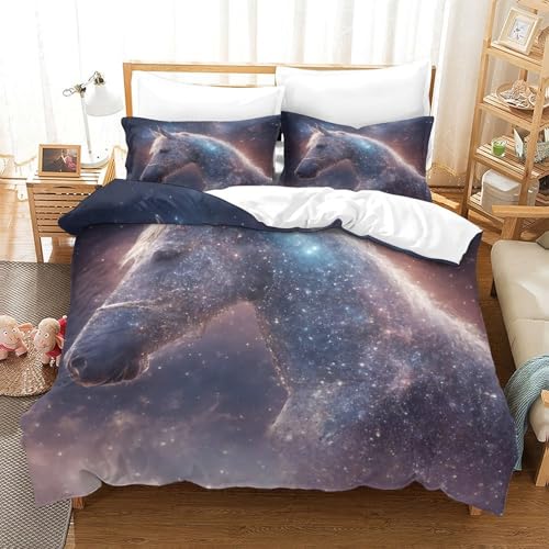 Housse de couette microfibre super douce motif cheval 3D