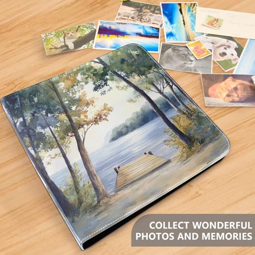 Álbum de fotos adhesivo DIY Scrapbook album paisaje bosque lago con anillas de 3 argollas, 40 páginas, 8x10 pulgadas para recuerdos miniatura 5
