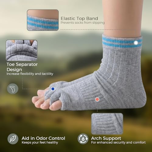Image of Toe Separator Socks,Foot Alignment Sock for Health Care, Pain Relief, Bunion Corrector, Breathable Toe Socks