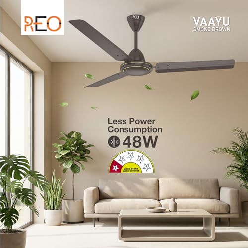 Image of Havells REO Vaayu 1200mm ES Ceiling Fan | High Speed, High Air Delivery | Strong & Powerful, Air Delivery: 220CMM| RPM: 370| 2 Year Warranty | (Pack of 1, Smoke Brown)