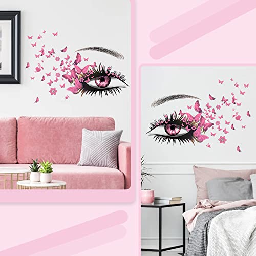 Beautiful Eyelash Eyes Wall Stickers Flying Butterfly Wall Decals Beautiful Girl Heart Wall Decor Vinyl Wall Art Butterflies Wall Decor Stickers For Women Girls Bedroom Living Room Decoration #TOP1