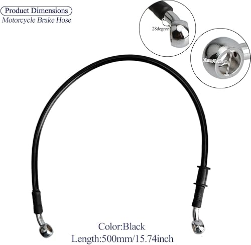 Miniatura 9 de Línea de freno de motocicleta, tubo de aceite de embrague hidráulico universal de 15.75 pulgadas, accesorios trenzados de acero inoxidable para