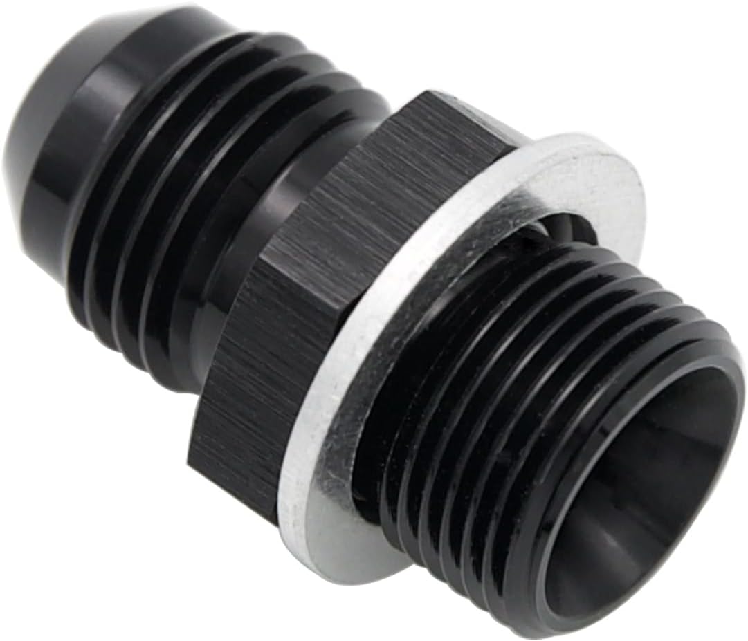 Aluminum 6AN Male Flare to 9/16-24 Male Carb Carburetor Fuel Inlet Fitting Adapter Black