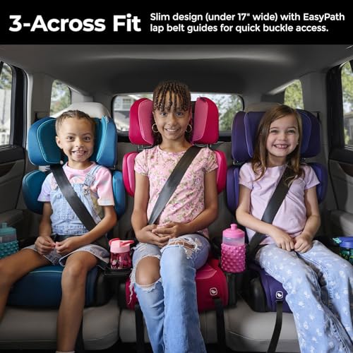 Image of Diono Connect3 RXT 2-in-1 High Back Booster, Slim Fit 3-Across in Many Mid-Sized Sedans and SUVs, for Children from 40-120 lbs., Lightweight with Latch, Pink Cotton Candy
