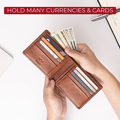 Shinko Italian Leather Wallet For Men, Vachetta Leather Card Holder, Bifold Men's Wallet, Safe Card Case, Men's Slim Wallet Versatile And Minimalist Wallet For Men (Dark Brown) #TOP6