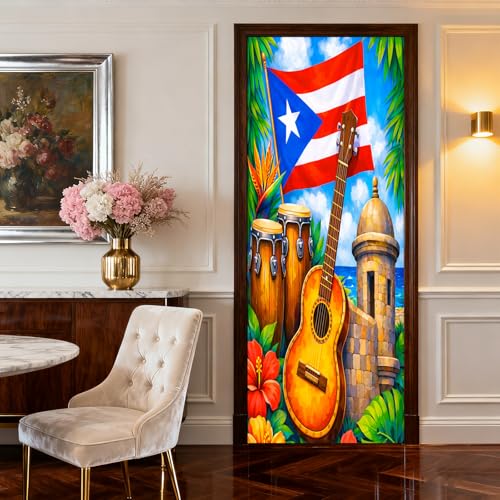 Image of Nuxovilar Flag Musical Door Stickers Peel Stick PVC 30.3x78.7 in Cover