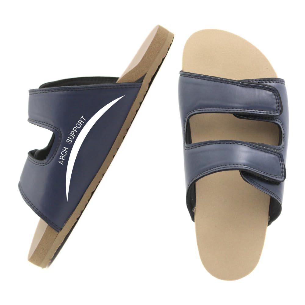 SHAPECRUNCH Arch Support Sandals for Men - MCR Soft Cushion and Lightweight (Light Brown and Dark Blue, 8) (B0CHWN7VZJ) Amazon Price History, Amazon Price Tracker