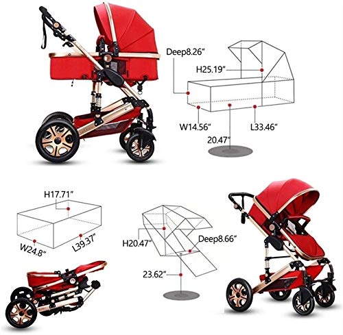 sportieve kinderwagen voor kinderen Kinderwagen Babywagen, Babywandelwagen 3 In 1 Wagen Opvouwbare Compacte Kinderwagen… - Afbeelding 8
