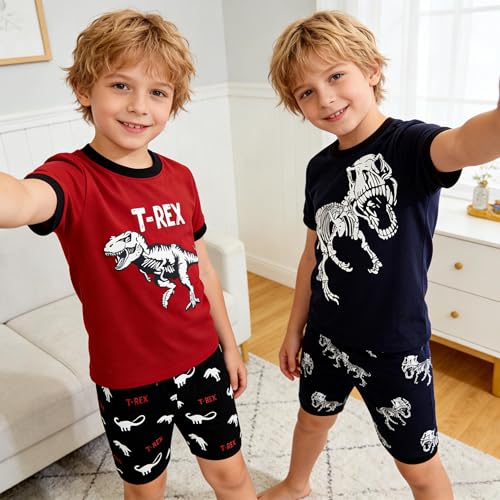 Image of KikizYe Boys Short Sleeve Pajamas Kids Summer Pjs Children Pajamas