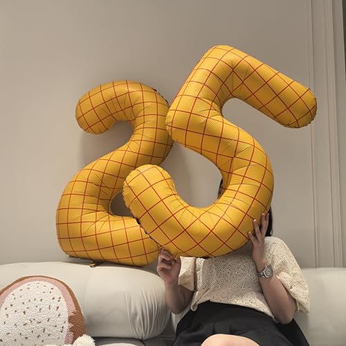 Image of 40 inch Large Number Balloon 28 Toy Inspired Story Yellow Birthday Balloon | Western Rodeo Party Supplies Boy Girl Story Anniversary Kids Birthday Party Cowboy Farm Themed Baby Welcome Decorations