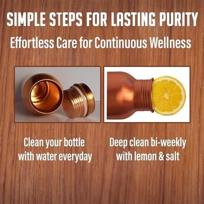 Miniatura 12 de BOLD & DIVINE Botella de agua martillada de cobre puro de 32 onzas para beber, beneficios para la salud ayurvédica, recipiente de agua de cobre