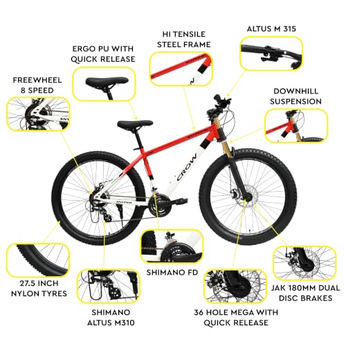 Image of CROW-SNYPER PRO 24 Speed Gear Cycle for Men| 27.5 T|Cycle for Boys|Mountain Cycles for Men| Down Hill Suspension Fork|Jak Dual disc Brakes | 24 Geared MTB |Tyre 24 Speed Gear Cycles for Boys 12+ Years