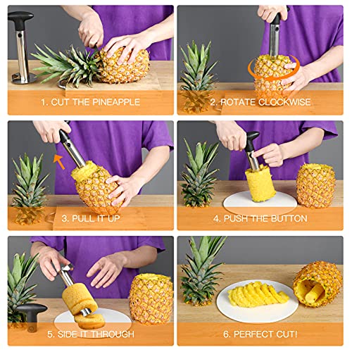Image of Pineapple Corer and Slicer Tool, Premium Stainless Steel Pineapple Core Remover Tool with Detachable Handle, Super Fast and Easy Pineapple Cutter for Home & Kitchen (1)