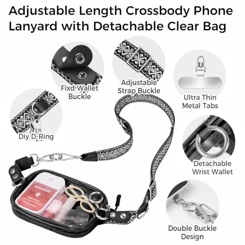 Image of Tiostep Small Clear Bag for Stadium Events Crossbody Mini Clear Purse | Clip and Go with Phone Holder and Wristlet Strap for Concert and Stadium Approved