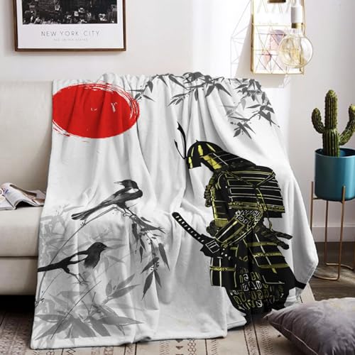Japanische Kuscheldecke Flanell Decke Japanische-Muster Fleecedecke Flauschig Weich und Warme, Japanischen Stil Wohndecke Sofadecke Couchdecke Für Teens Erwachsene. (Style C, 130x150cm)