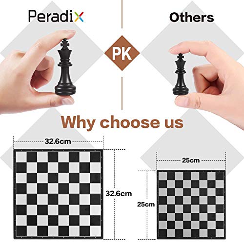 Peradix Magnetic Folding Chess Set, 3 in 1 with 3 Storage Bags, Staunton Magnet Chess Checkers Backgammon Travel Chess Board Game, Portable Travel Size, Educational Learning Toys for Teens and Adults - Thumbnail 4