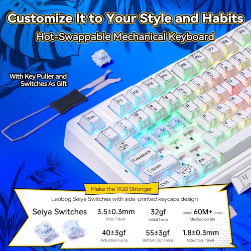 Image of Aula F75 Mechanical Keyboard,Wireless Creamy Gaming Keyboard with Knob | Tri-Modes Bluetooth /2.4GHz /Type-C,RGB Backlit,Programmable 81 PBT Keycaps, Hot Swappable Pre-lubed Seiya Switches