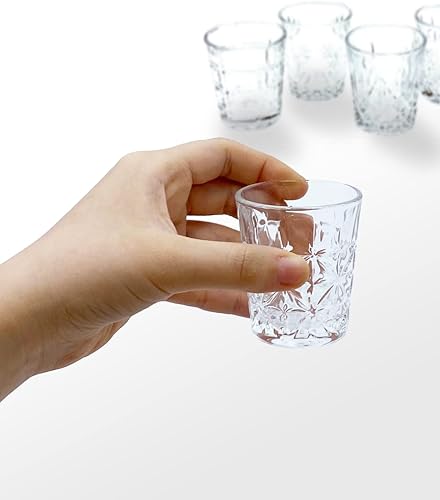 Miniatura 3 de ADDY  PLUSY Juego de 4 vasos soju transparentes con patrón semicaravado puro para bebidas alcohólicas coreanas